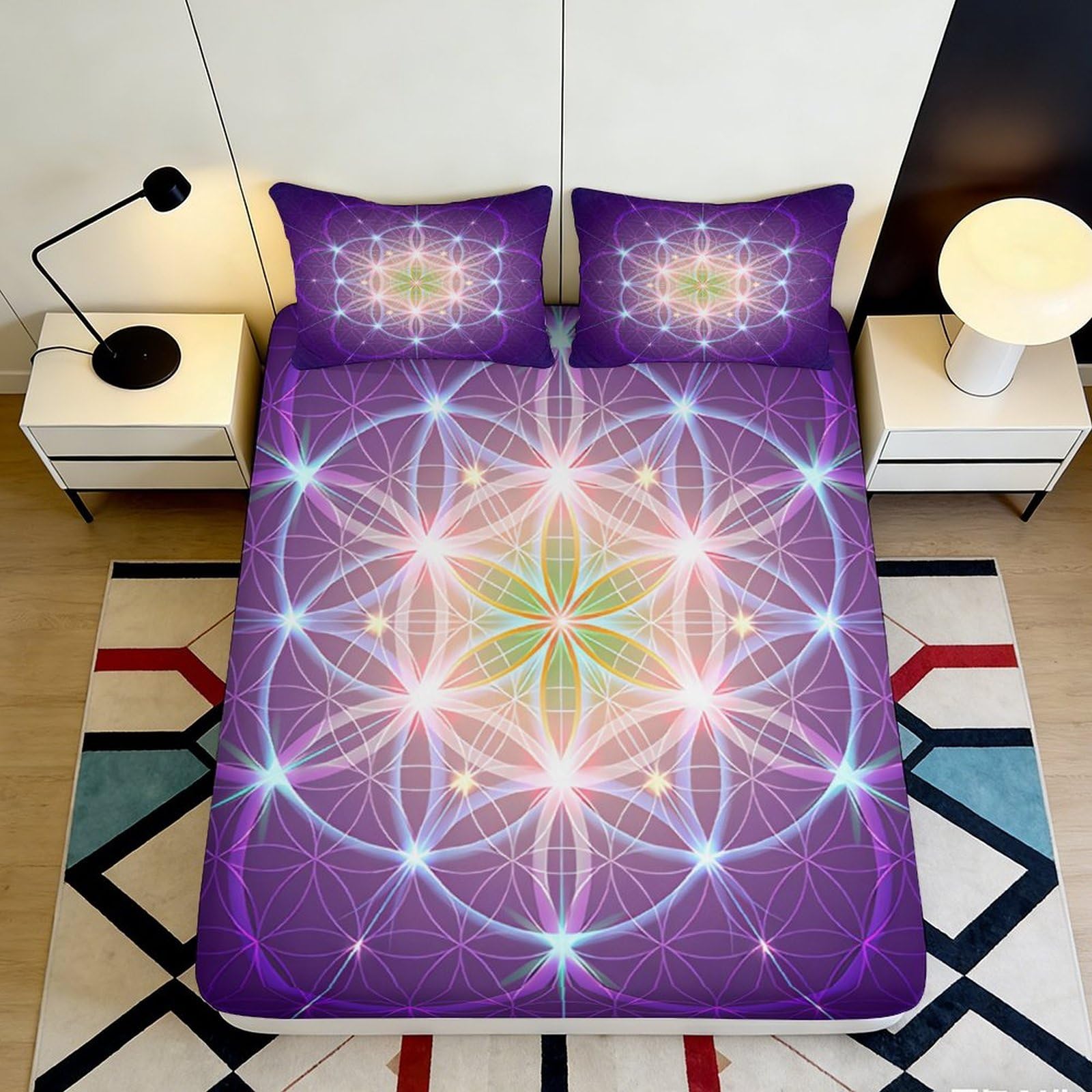 3D Printed Fitted Sheet Microfiber Galaxy Starry Sky Bed Cover for Bedroom, Dorm, and Guest Room Protection and Decoration 90x200x25cm