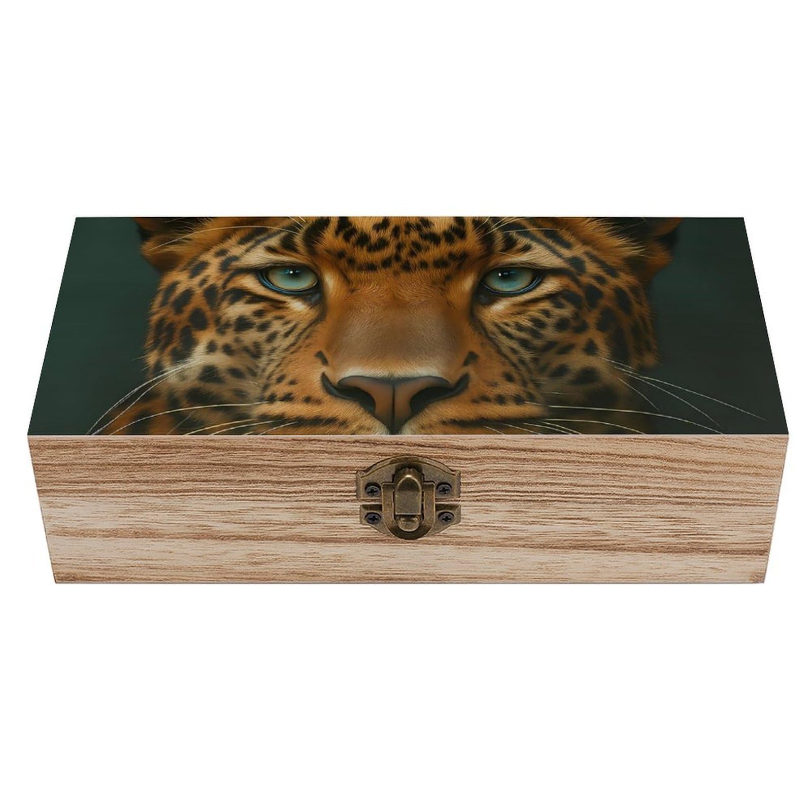 HLBSDM Leopard Gaze Retro Wooden Storage Box Jewelry Art Gift Boxs Decorative Keepsake Boxes