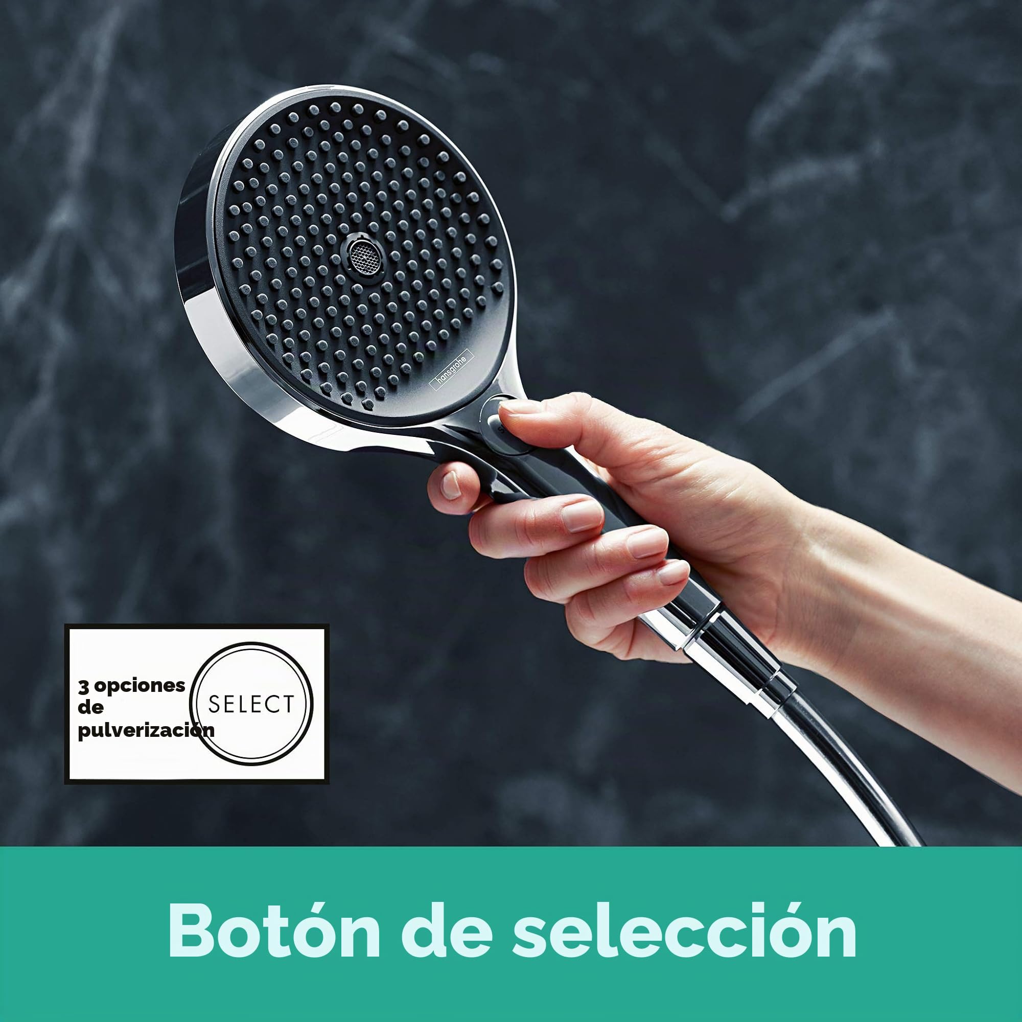 hansgrohe Rainfinity - ducha de mano, alcachofa de ducha con 3 tipos de chorro, cabezal de ducha redondo (⌀ 130 mm), con sistema antical, cromo, 26864000
