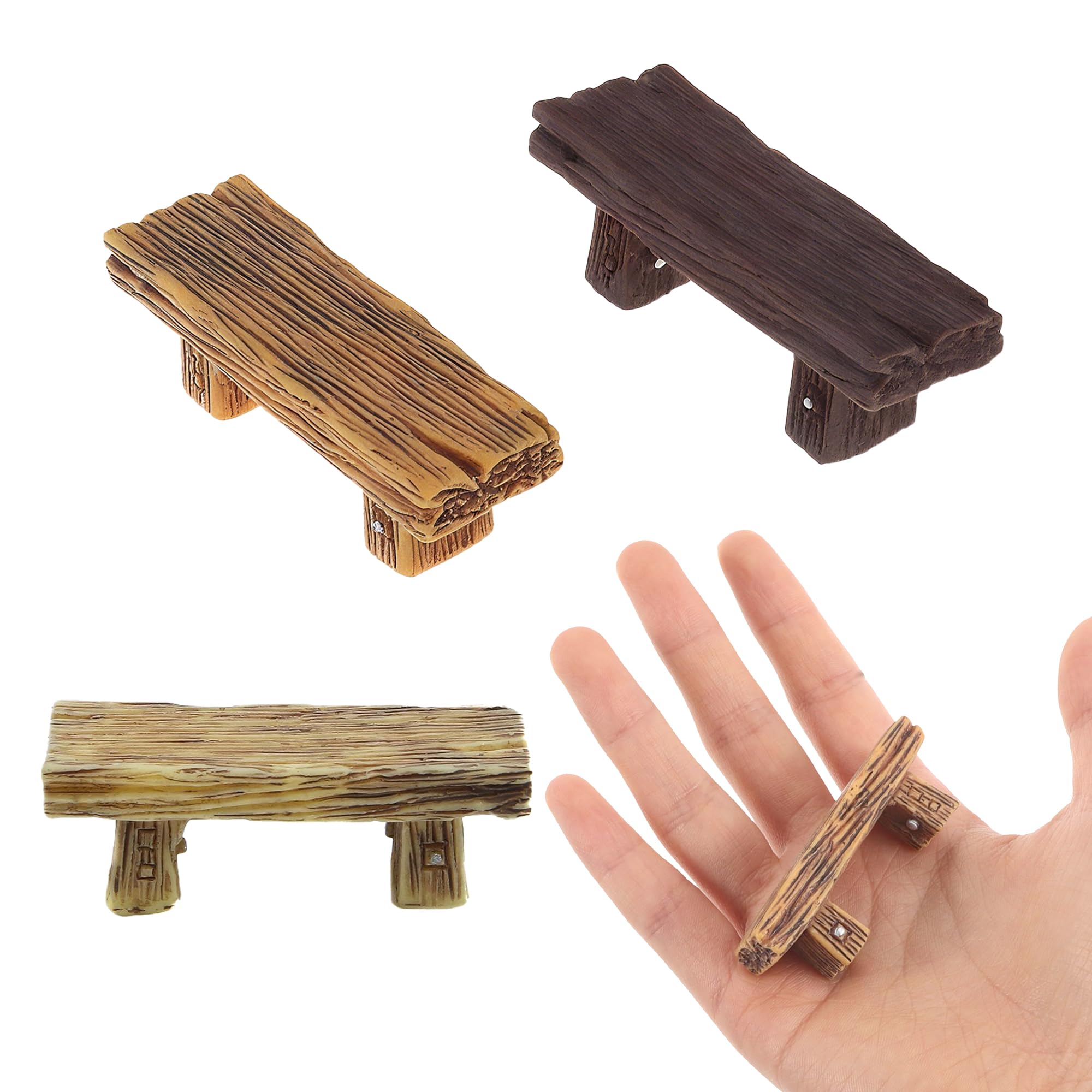 6PCS Mini Resin Bench, Fairy Garden Accessories and Garden Ornaments Outdoor, Dollhouse Accessories for DIY Decor and Garden Gifts, Dollhouse Decoration, Micro Landscape Decoration