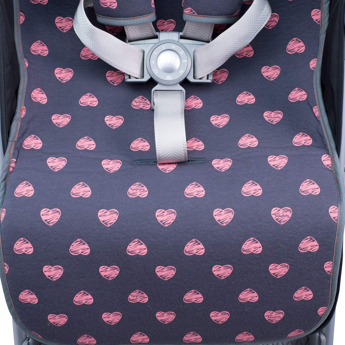 JYOKO KIDS Materassino per passeggino compatibile con Baby Home, Easy Walker, Mountain Buggy 100% Cotone (Fluor Heart, Basic)