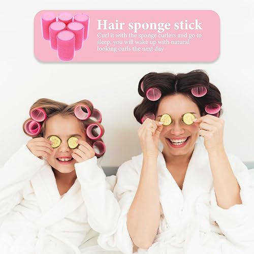 Miniatura 8 de Uonlytech 12 rodillos de espuma para el cabello, rizadores de esponja para el cabello, rodillos de autoagarre para el cabello, herramientas de