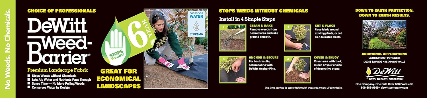 DeWitt 1.5-Ounce 6-Year Weed-Barrier Fabric, 3 x 100-Feet