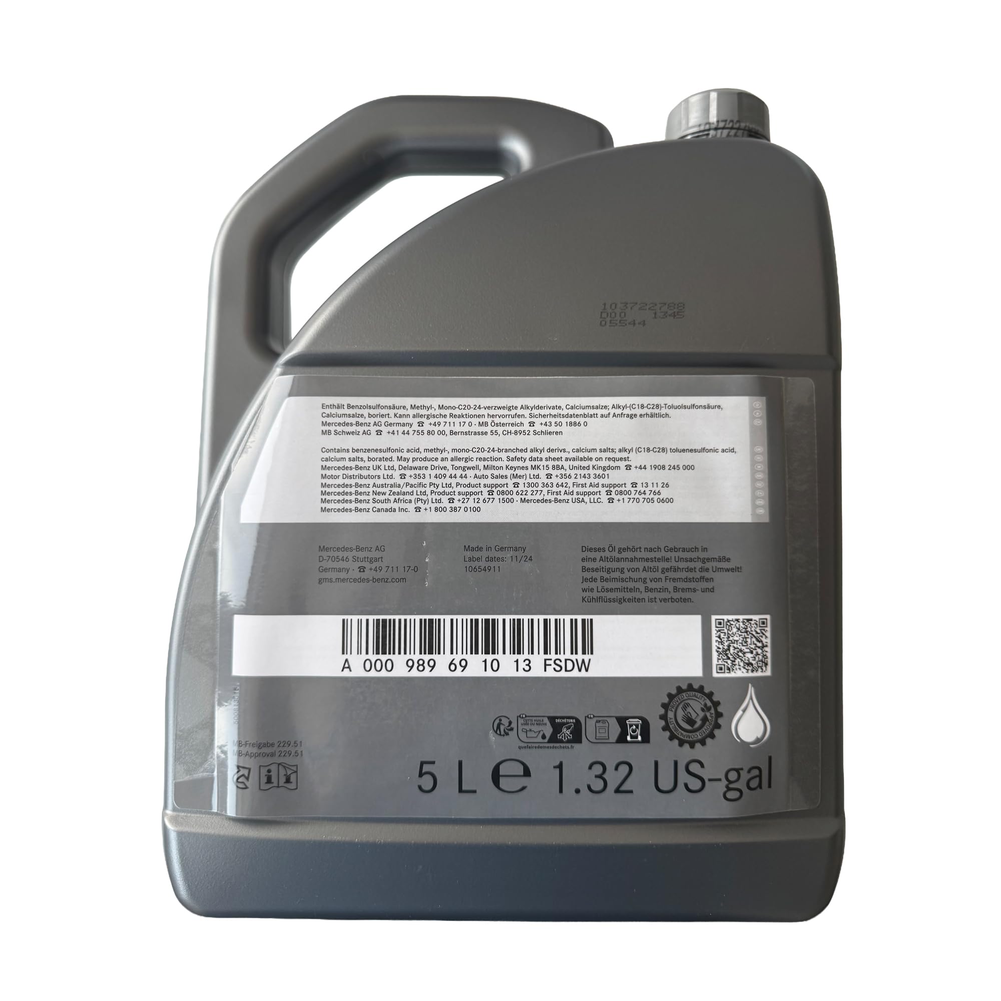 Aceite de Motor Original de Mercedes Benz 5W-30 MB 229,51 5 L