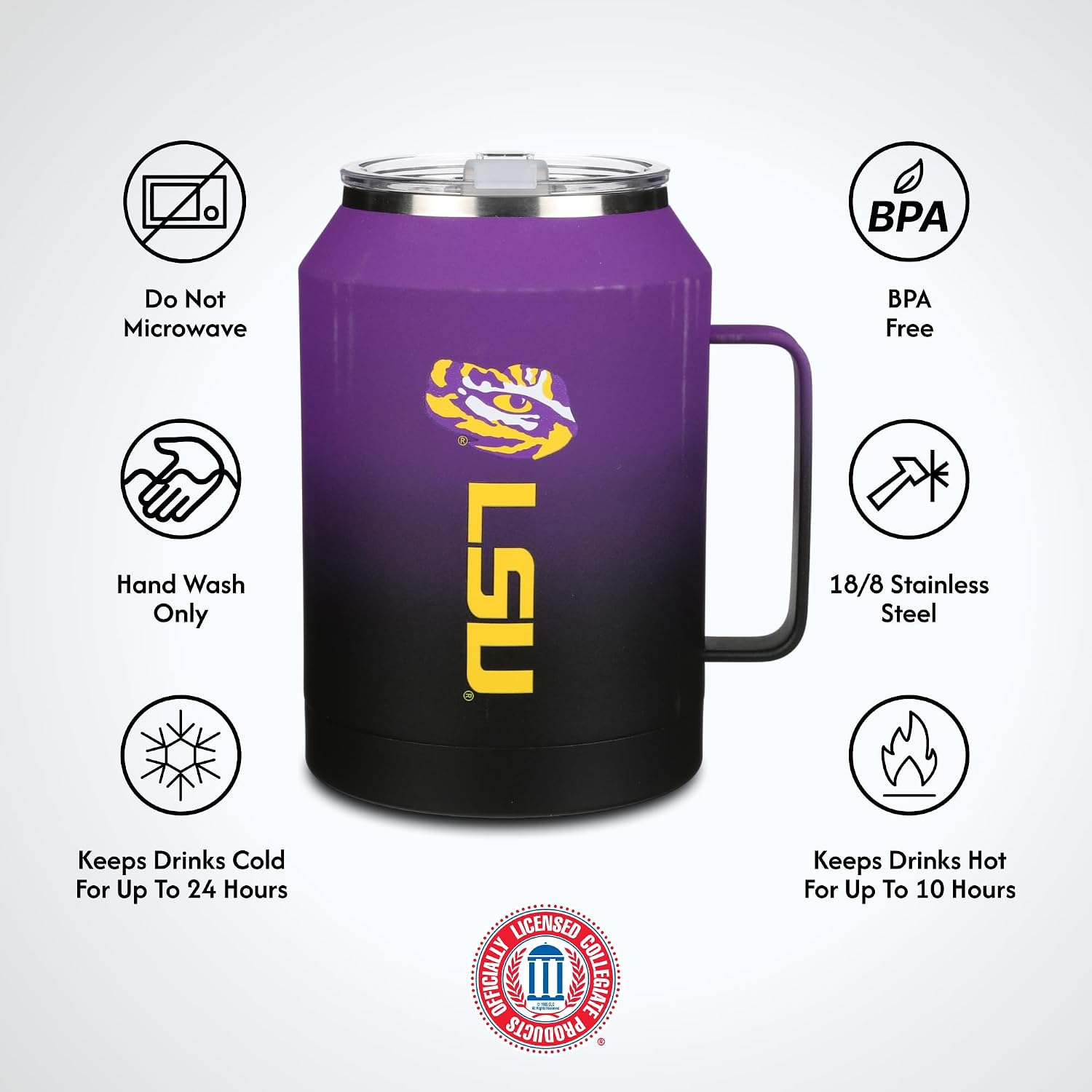 The Memory Company | Licensed NCAA 50oz Ombre Water Jug with Handle and Straw