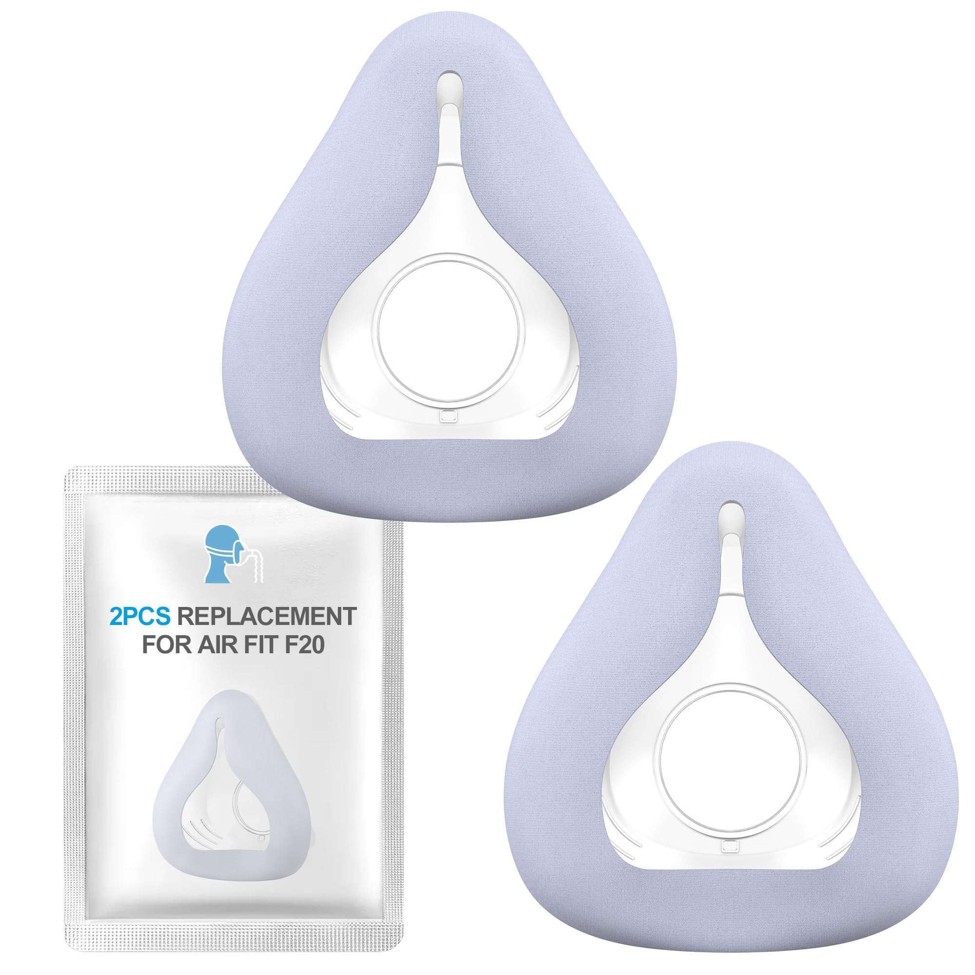 Photo 1 of 2 Packs Replacement F20 Fabric Mask Cushionfor AirFit F20 & Airtouch F20, Full Face Mask Wrapped by Breathable Fabric, F20 Cushion for CPAP Users, No Silicone Contact & Stuffiness (Purple, M)