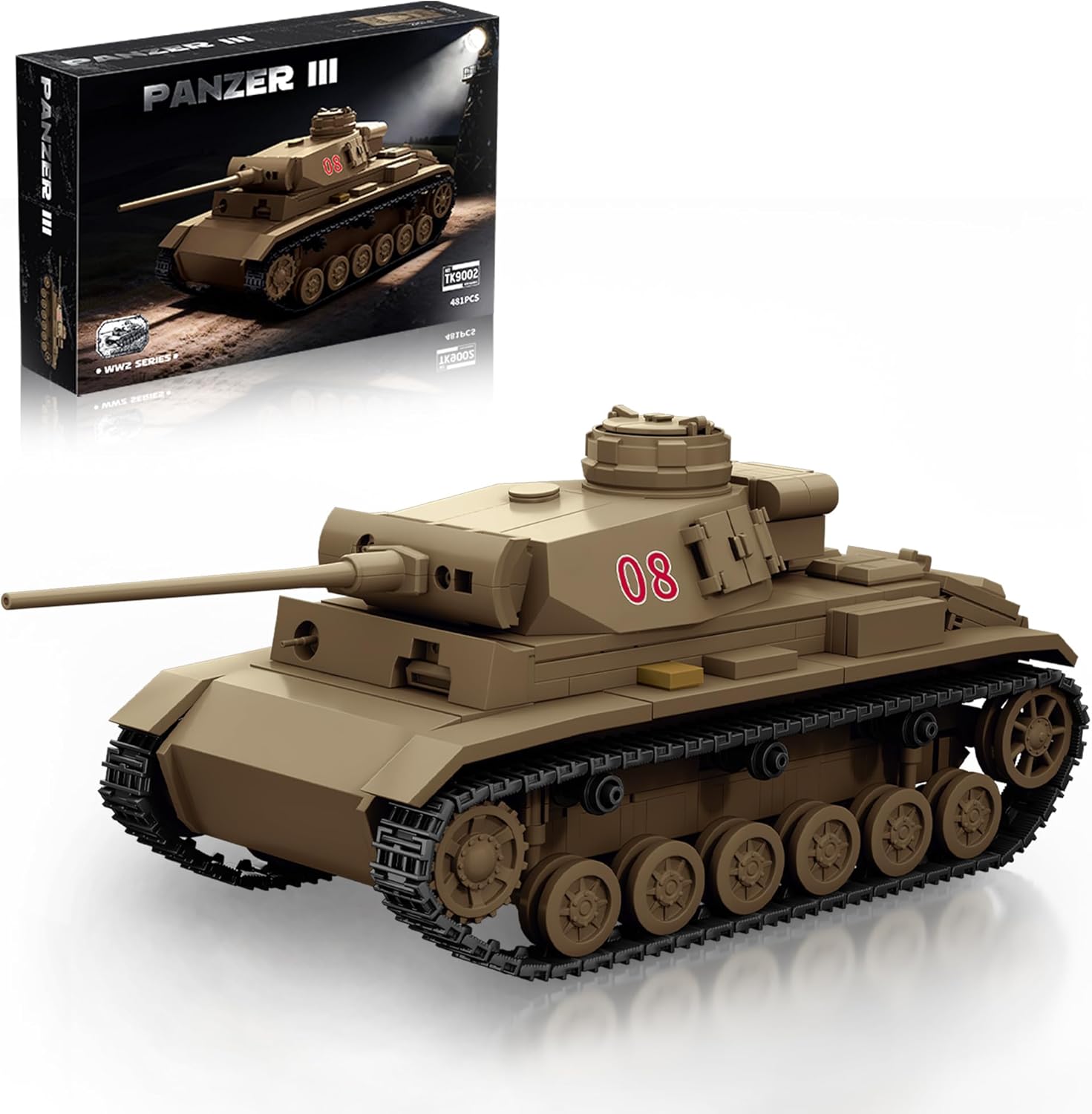 Panzer III Tank Building Sets WW2 Collectible Model, Army Military Vehicles Compatibled with Lego for Adults Boys 14+