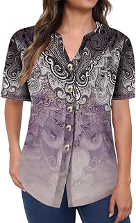 Camisa hawaiana para mujer a rayas, cuello redondo, bloque de color, a rayas, media manga, camiseta holgada, informal, suelta, a rayas, para el tiempo libre, jersey Y2K