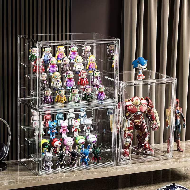 Image of BOHOIDEE Clear Acrylic Display Case with Two Display Shelves for Figures, Dustproof Storage Organizer Box with Magnetic Door, Acrylic Collectibiles Showcase