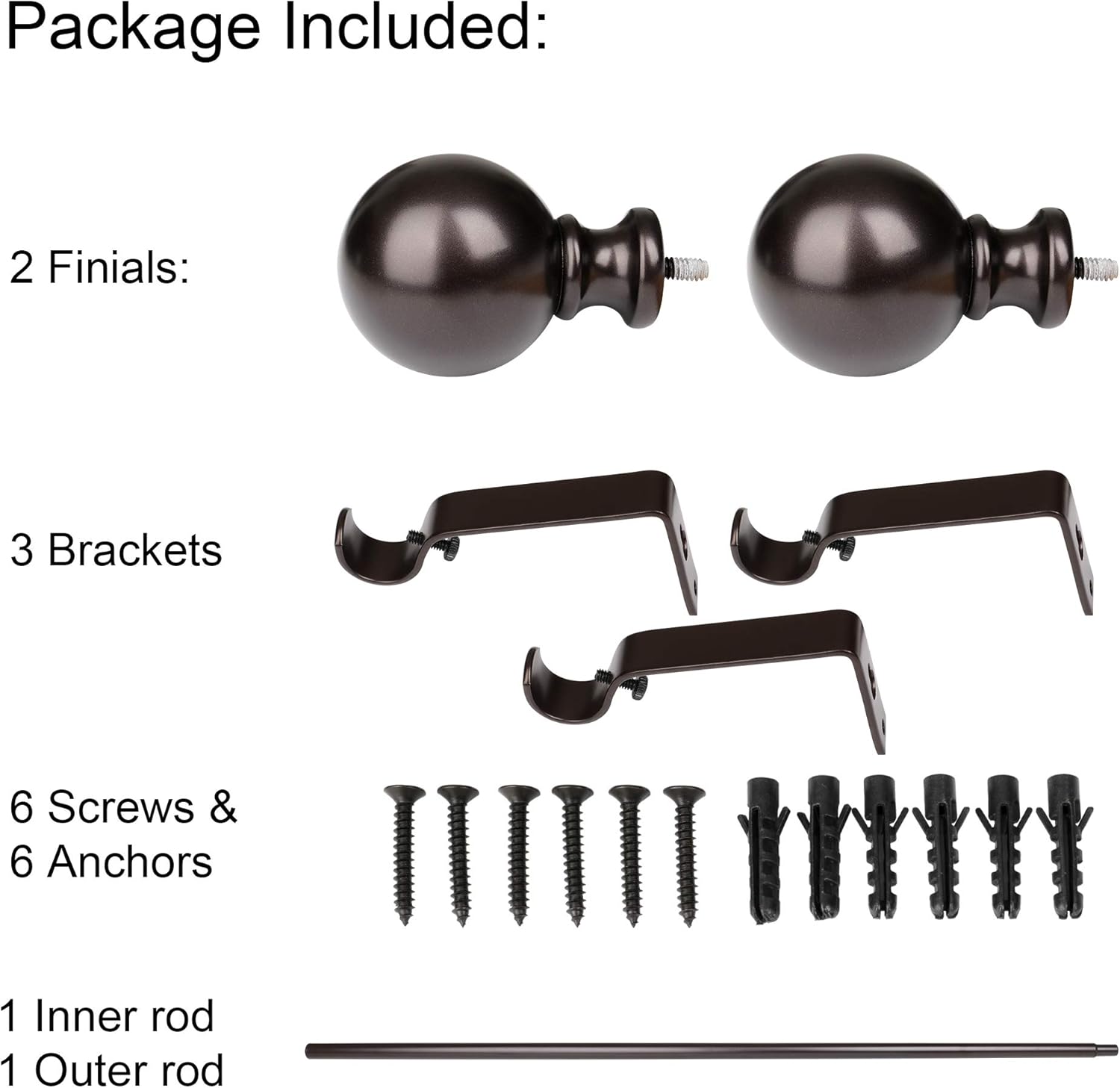 UTOPIA ALLEY Wall Mounted 3/4 Inch Curtain Rod - Curtain Rods For Windows 48 to 86 Inch, Adjustable Drapery Rods, Oil rubbed bronze Curtain Rods, Tapestry Poles (Oil Rubbed bronze, 48"-86")