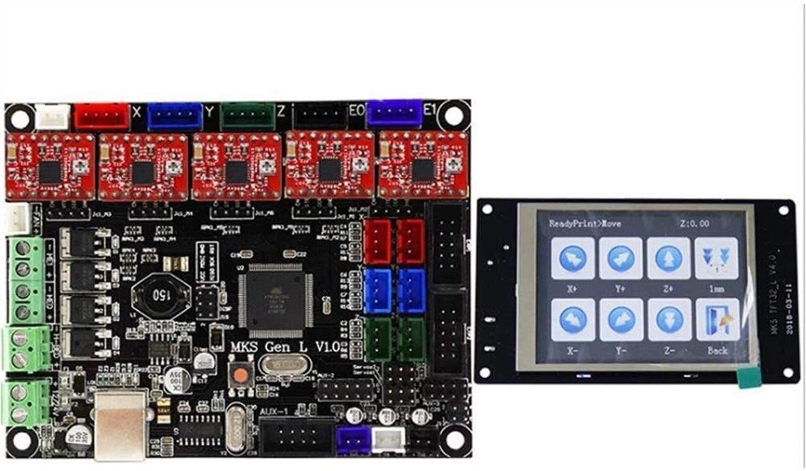 Części drukarki Akcesoria komputerowe, zestaw płyty kontrolera drukarki 3D TFT32 kolorowy ekran dotykowy LCD + płyta główna L z 5 szt. Czerwona płyta sterownicza A4988