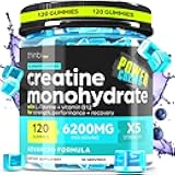 Creatine Monohydrate Gummies Complex 6200mg for Men & Women - 120 Gummies Advanced Formula W/L-Taurine + Vitamin B12 for Muscle Strength, Muscle Builder, Energy Boost, Pre-Workout Supplement - Thinbi