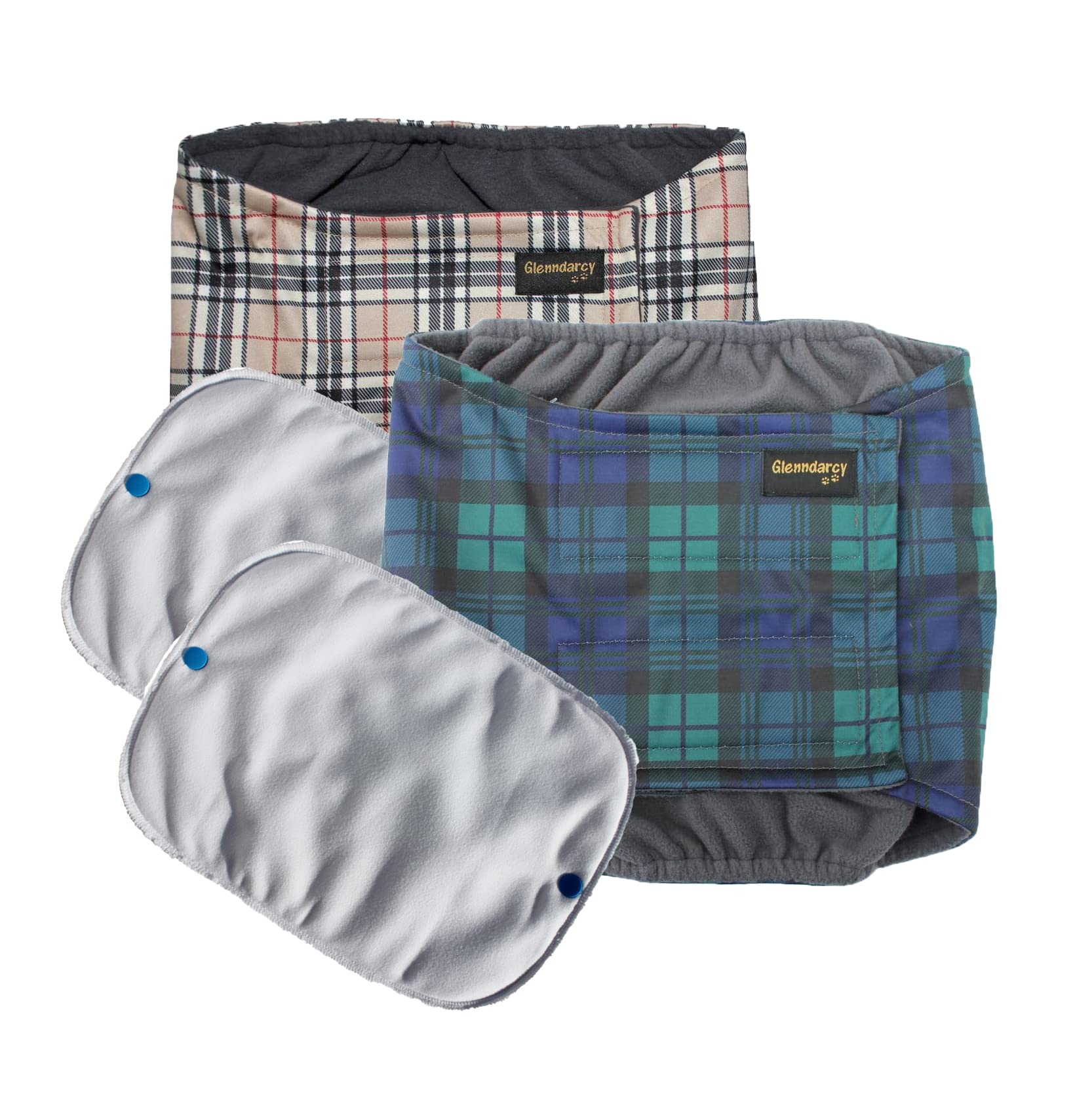 Glenndarcy Male Dog Belly Band - Urine Incontinence (2 Pack - Size XXL, Tartans)
