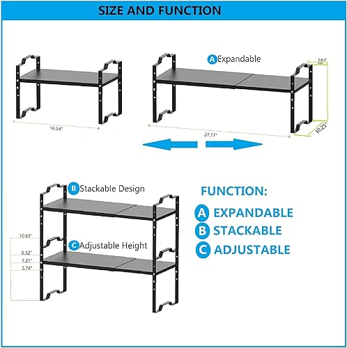 Miniatura 4 de Estante expandible para especias, estante de almacenamiento apilable para organizador de gabinete de cocina, mostrador, cosméticos, armario,