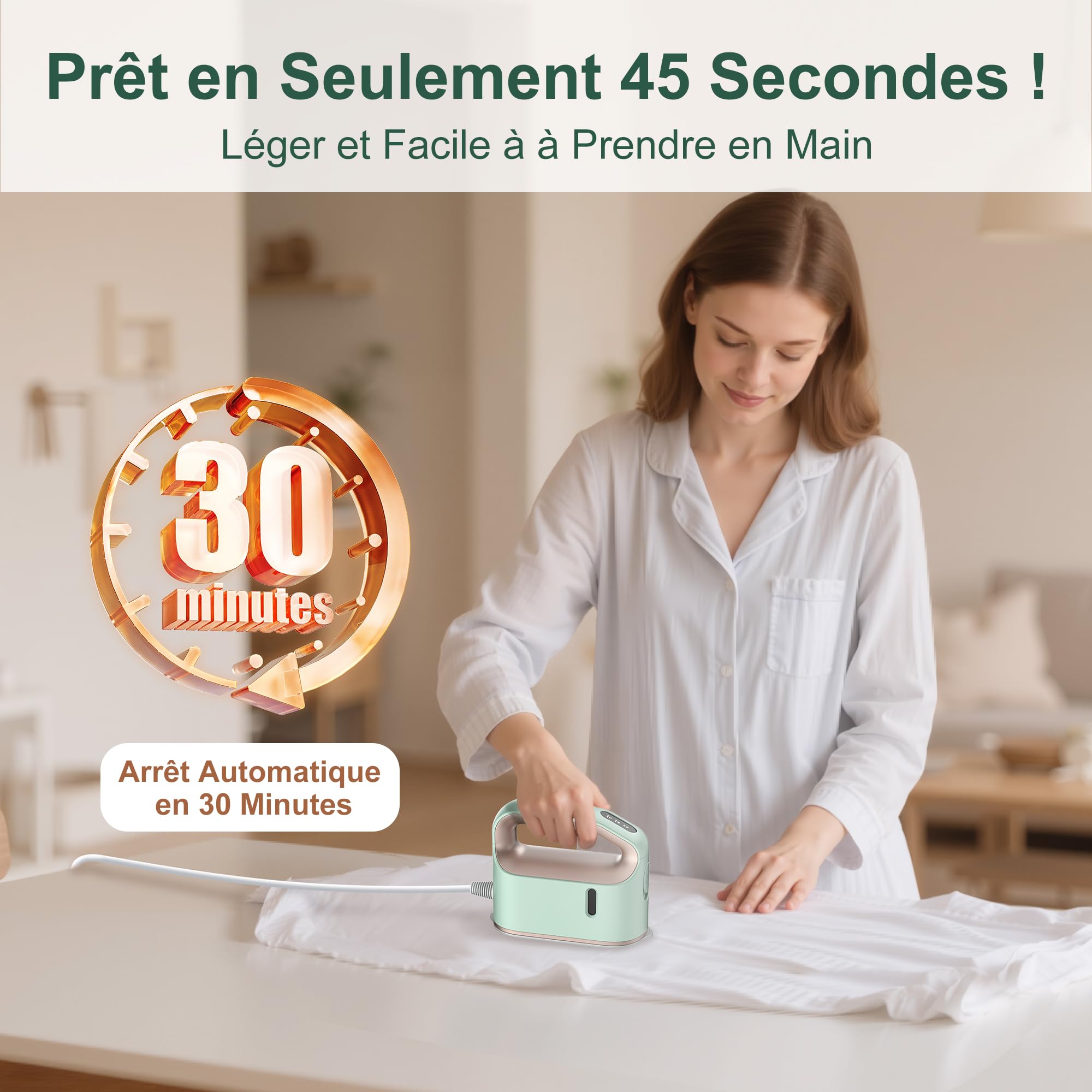 Newbealer Fer à Repasser Vapeur, Fer vapeur turbo continu, 3 niveaux vapeur