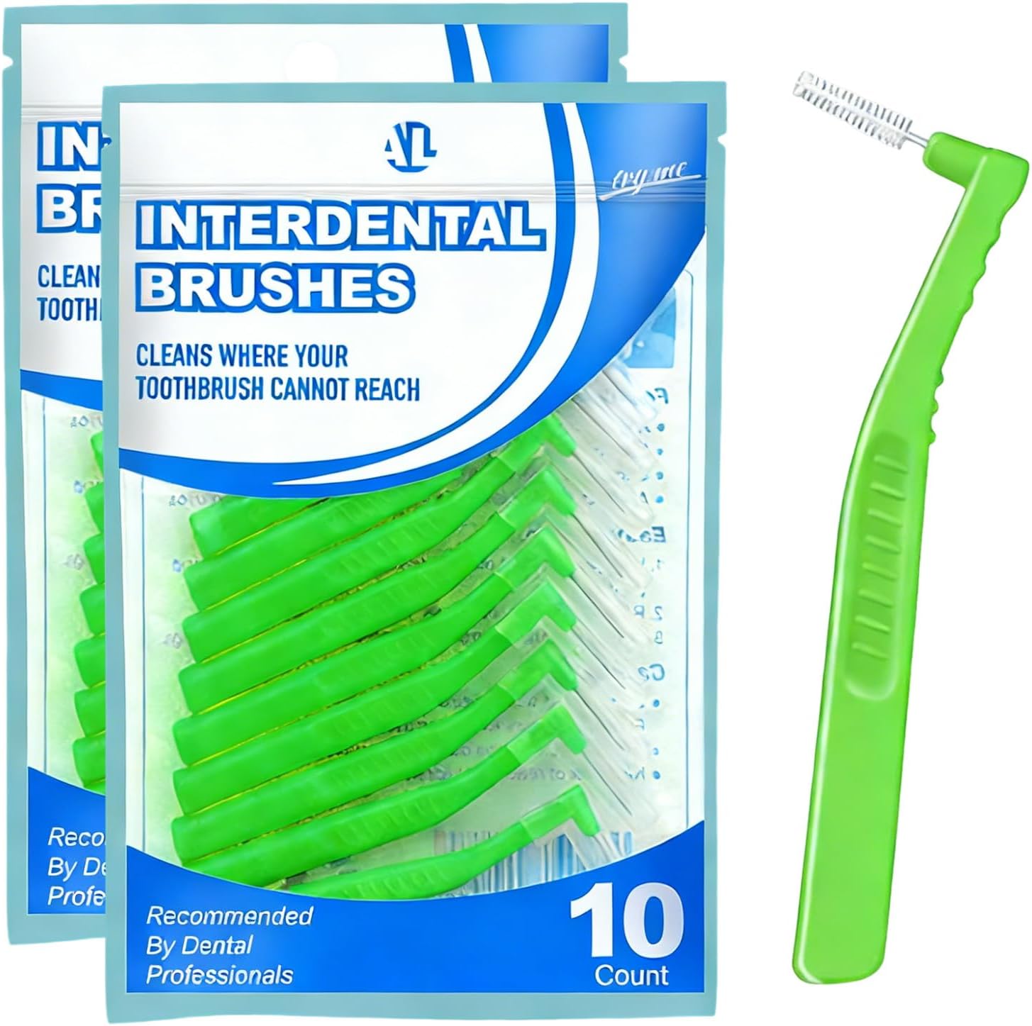 20PCS Interdental Brushes, Dental Picks for Teeth Cleaningwith Cap, Essential Dental Picks for Oral Hygiene Tooth Floss, Braces and Bridges, Portable Oral Care Kit for Plaque Removal (Green)