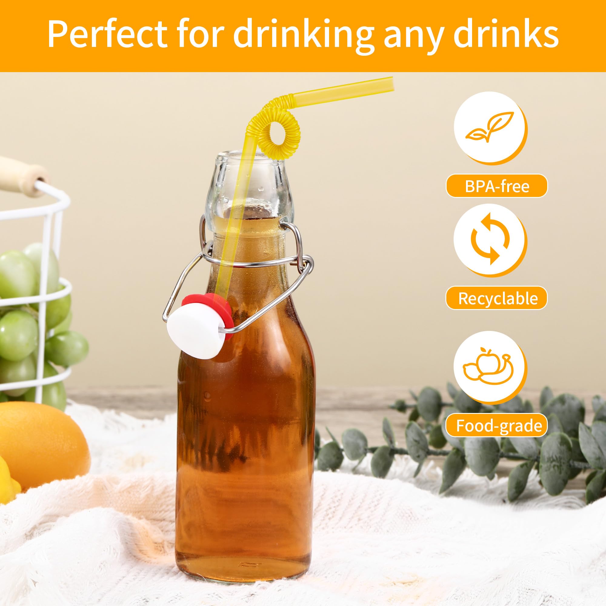 Nuangoo Set da 10 Bottiglie in Vetro da 250ml con Tappo Ermetico,Bottiglie Vetro,Bottiglie Riutilizzabili Bottiglie Vuote per Birra, Olio, Succhi, Soda