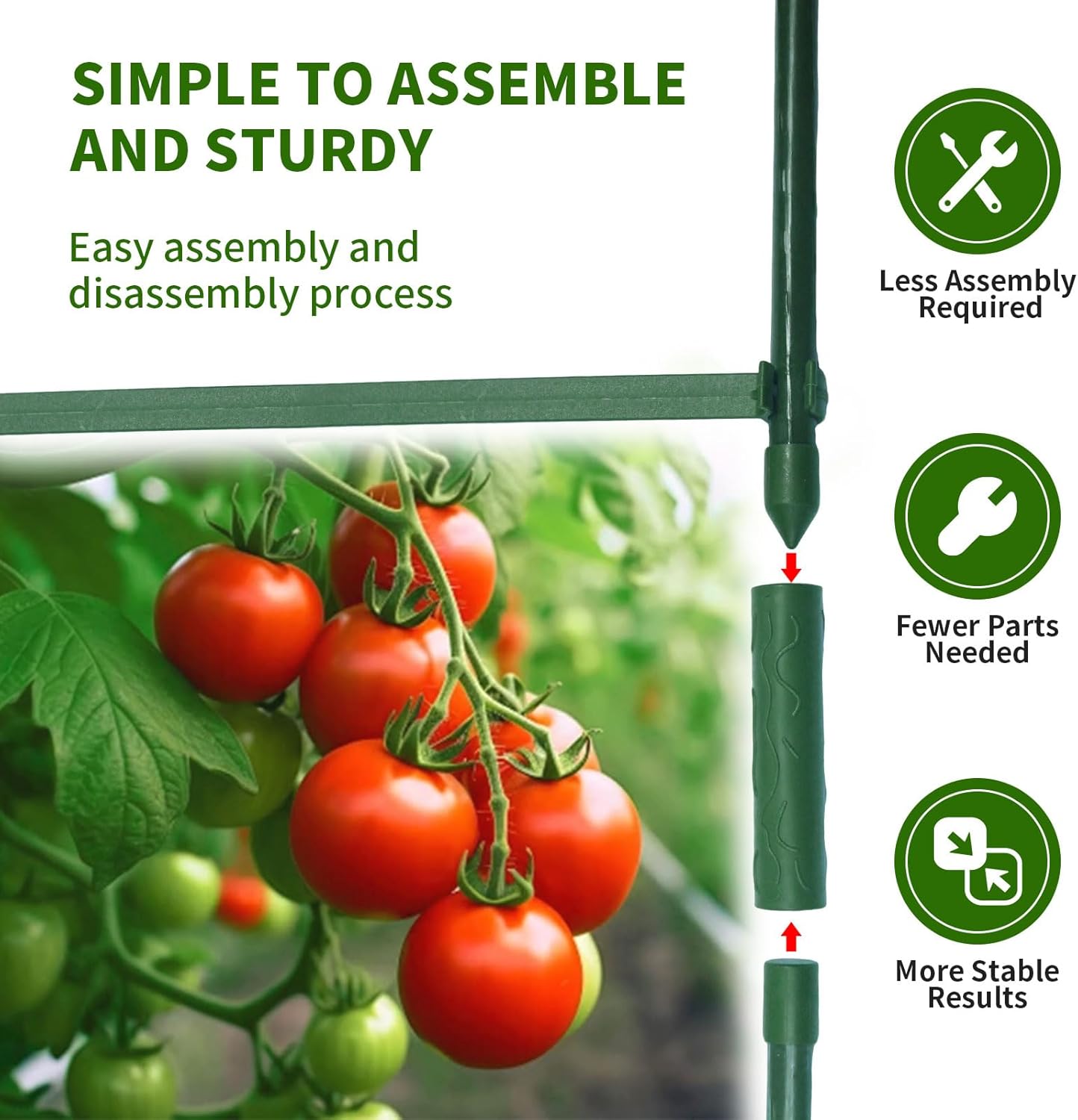 PASARA Tomato Cages with Grow Bags - 50 Inches Tomato Trellis for Raised Garden Bed, 3-Pack Tomato Plant Support, with 10 Gallon Plant Grow Bags, Reusable and Height Adjustable