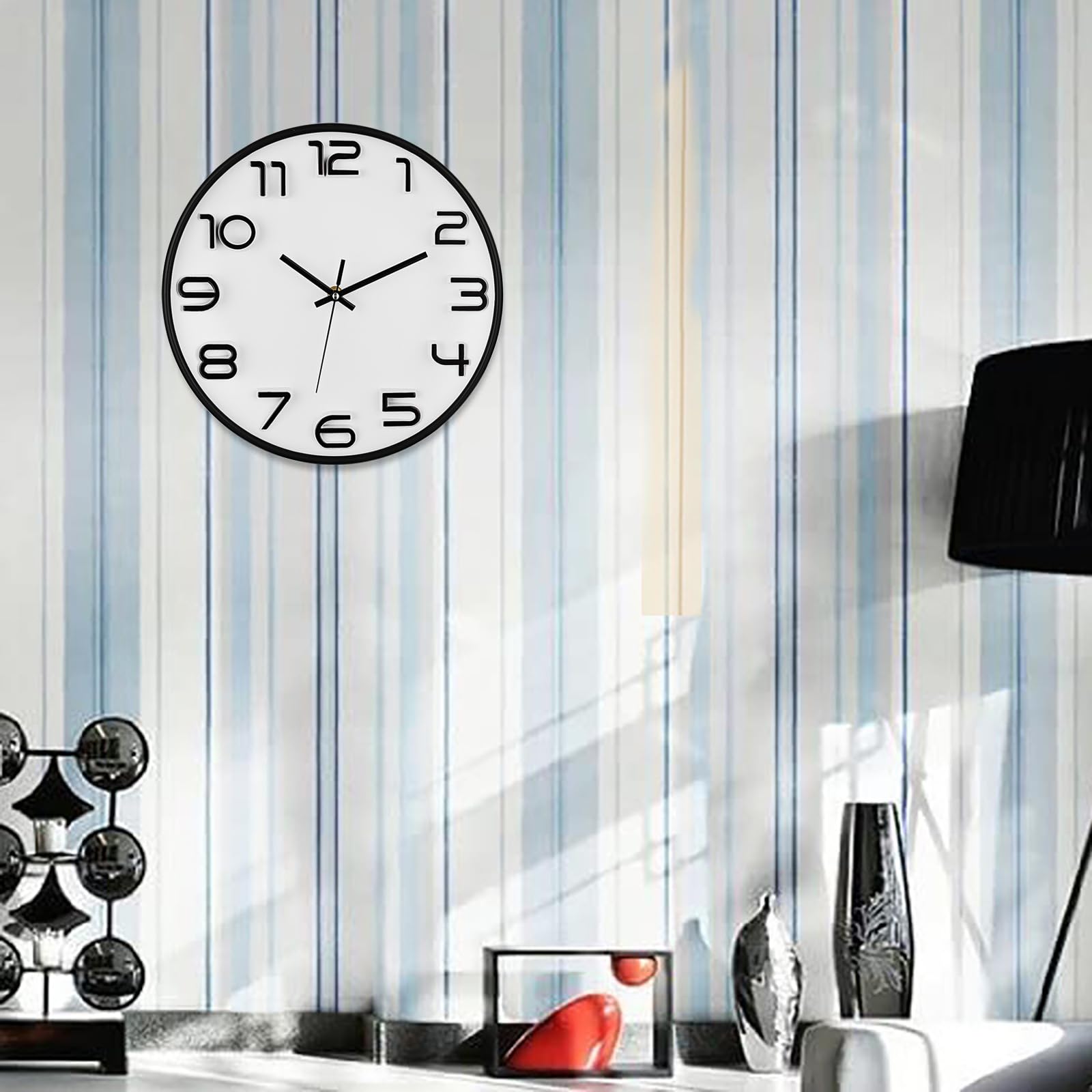 WOOPHEN Wall Clock, 12 Inch Silent Non Ticking Battery Operated