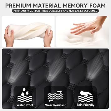Einesin Car Armrest Cushion, PU Leather Auto Center Console Pad, Memory Foam Armrest Box with Storage Bag, Hand Rest Pillow with Organizer Pockets, Universal Fit for Most Vehicles (Beige)