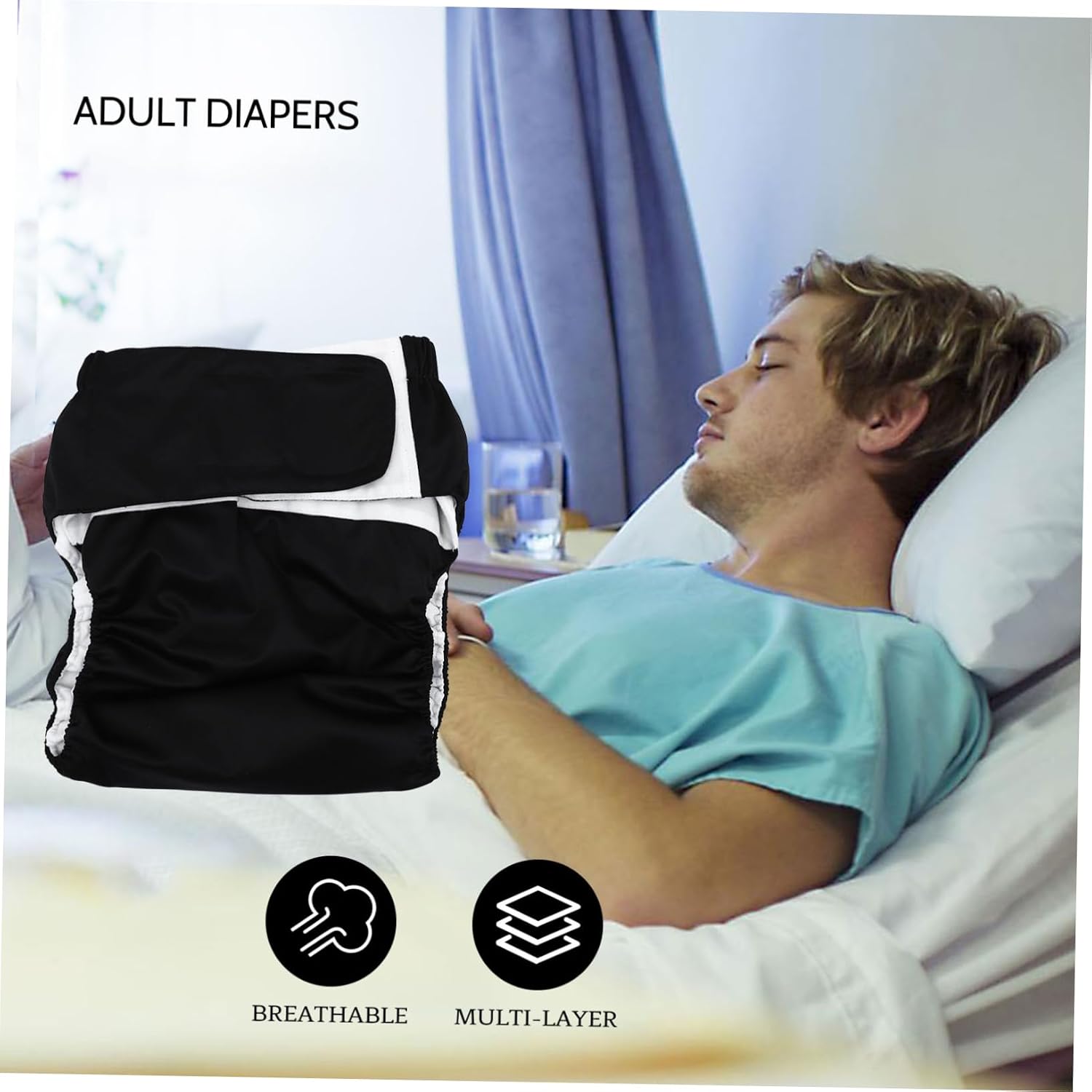 1pc Reusable Cloth Diaper for Adults Comfortable Design for Elderly Men and Women for Incontinence and Daily Use Black