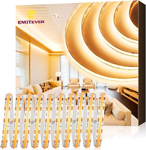 Miniatura 1 de EMITEVER COB - Tira de luces LED de color blanco cálido, cinta de luz de 24 V 2700 K de alta densidad, 300 lúmenespie, 2400 LEDscarrete, Ra 90+,