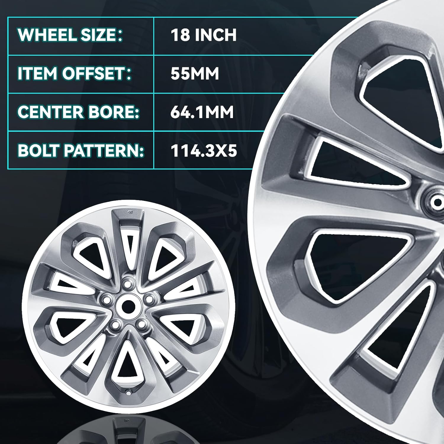 New 18x8 Inch 18 Inch Premium Aluminum Alloy Wheel Rim Fits for 2013 2014 2015 Honda Accord 64048A OEM Design, Alloy Replacement Wheel, OE Stock Specs