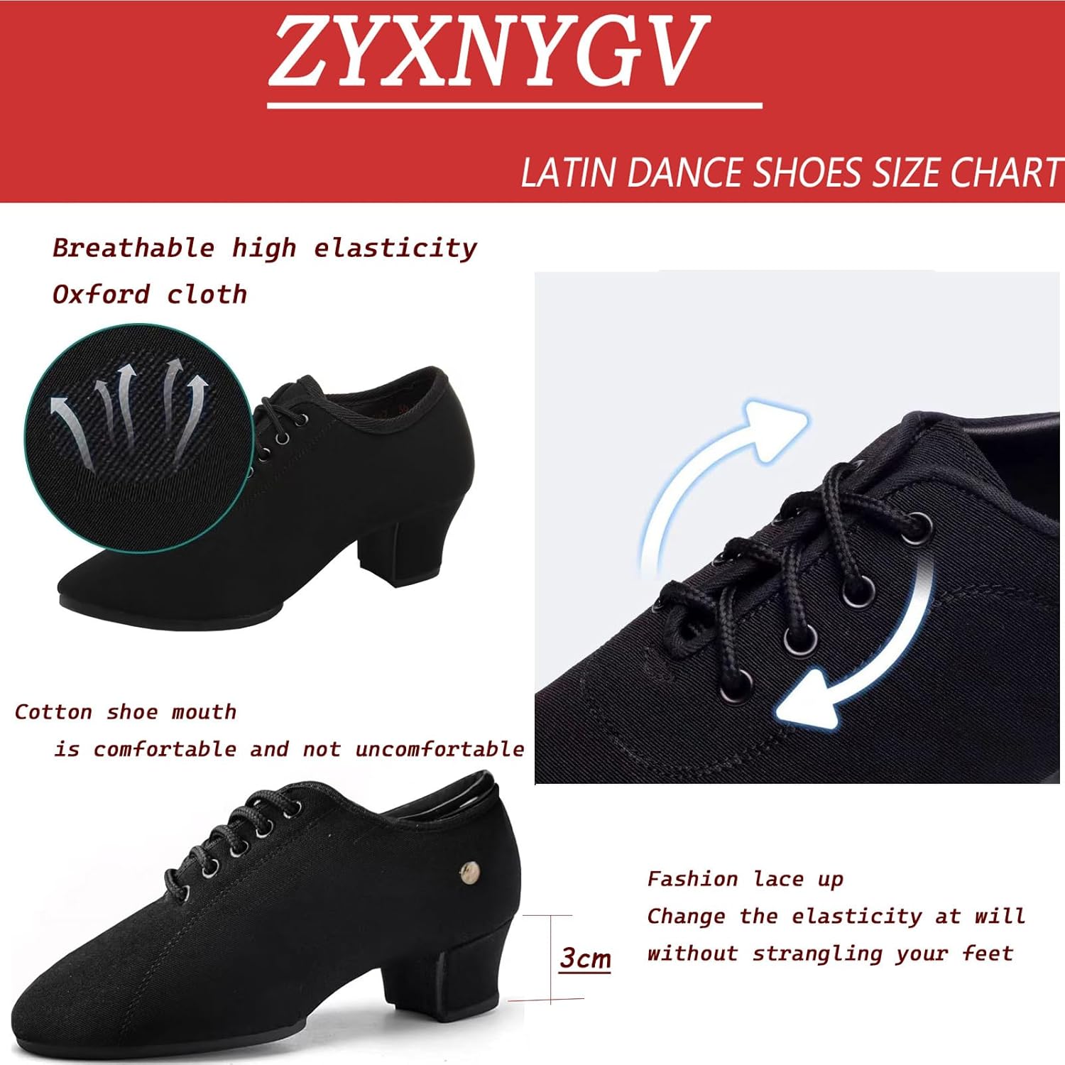 Women's Ballroom Dance Shoes Lace-up Closed Toe Suede Sole Professional Modern Salsa Latin Teaching Practice Performance Dance Shoes - Image 4