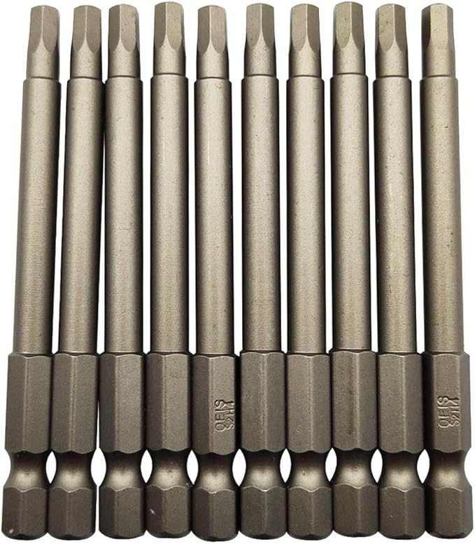 Sipery 10Pcs Hex Head Allen Wrench Drill Bits H4 (4mm) S2 Steel Hexagon Hex Head