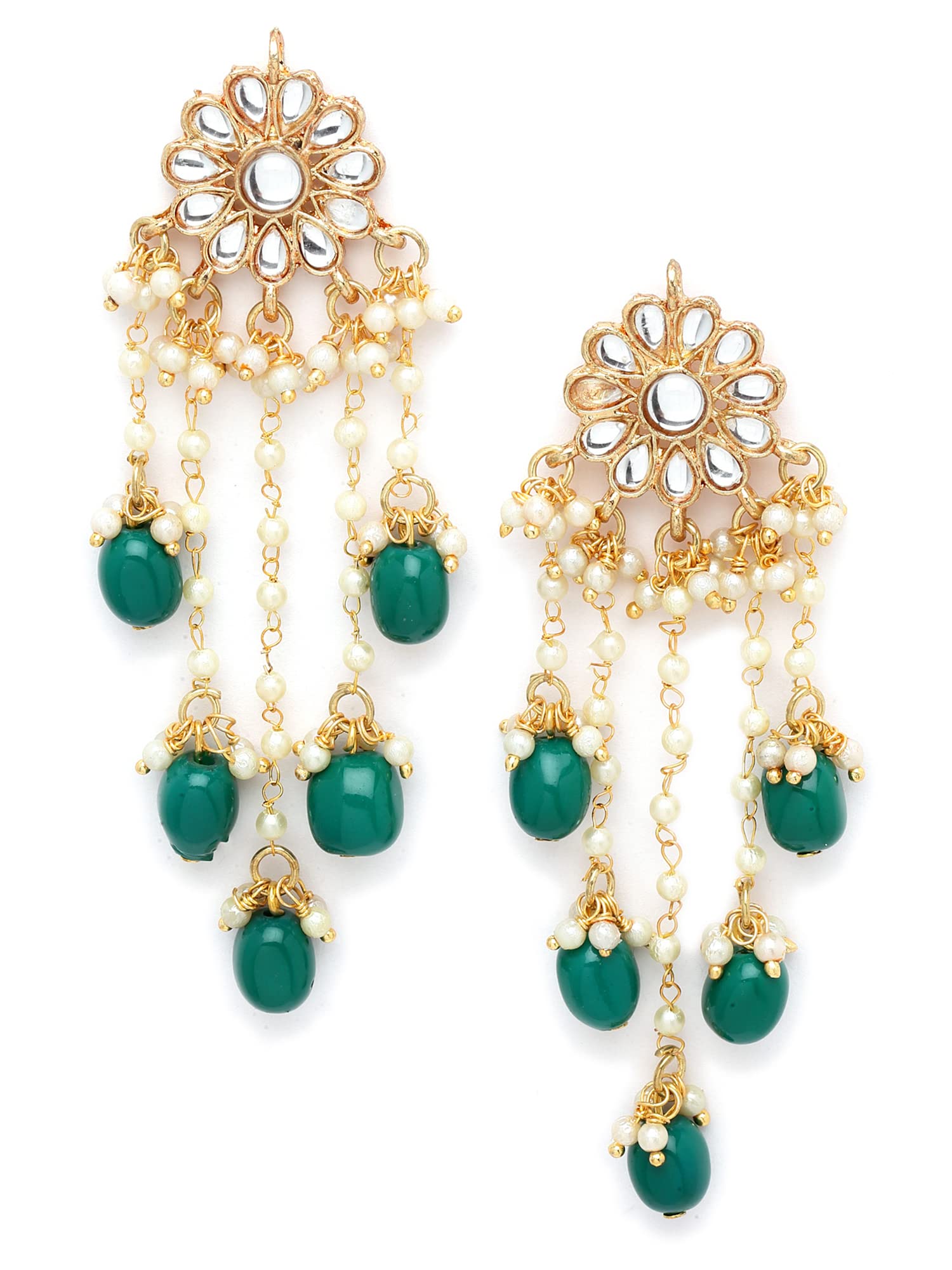 Karatcart Gold Plated Green Tumble Kundan Tassel Earringsfor Women (B0B1HX12DL) Amazon Price History, Amazon Price Tracker