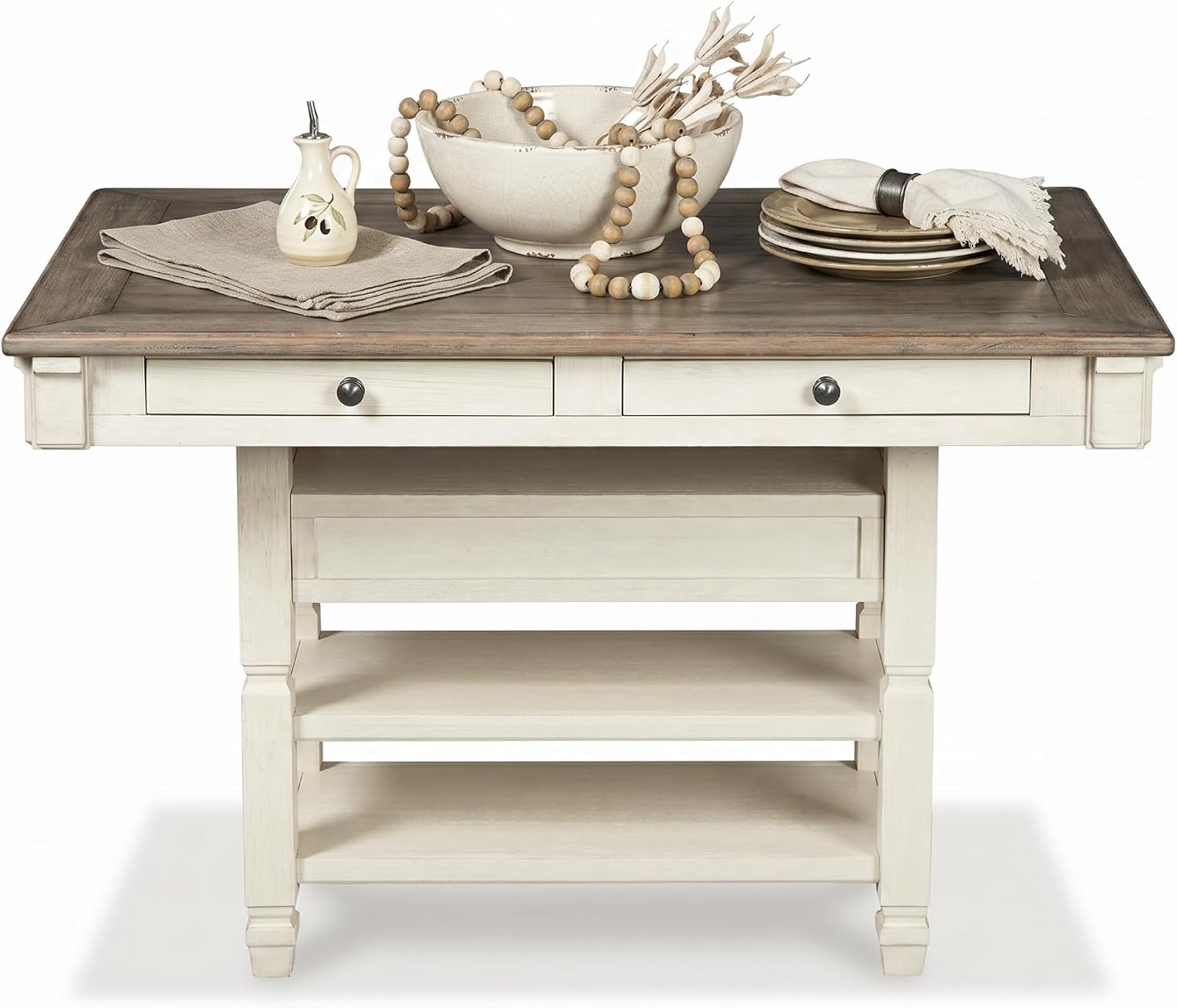 Signature Design by Ashley 1-Piece Counter Height Dining Table with Storage