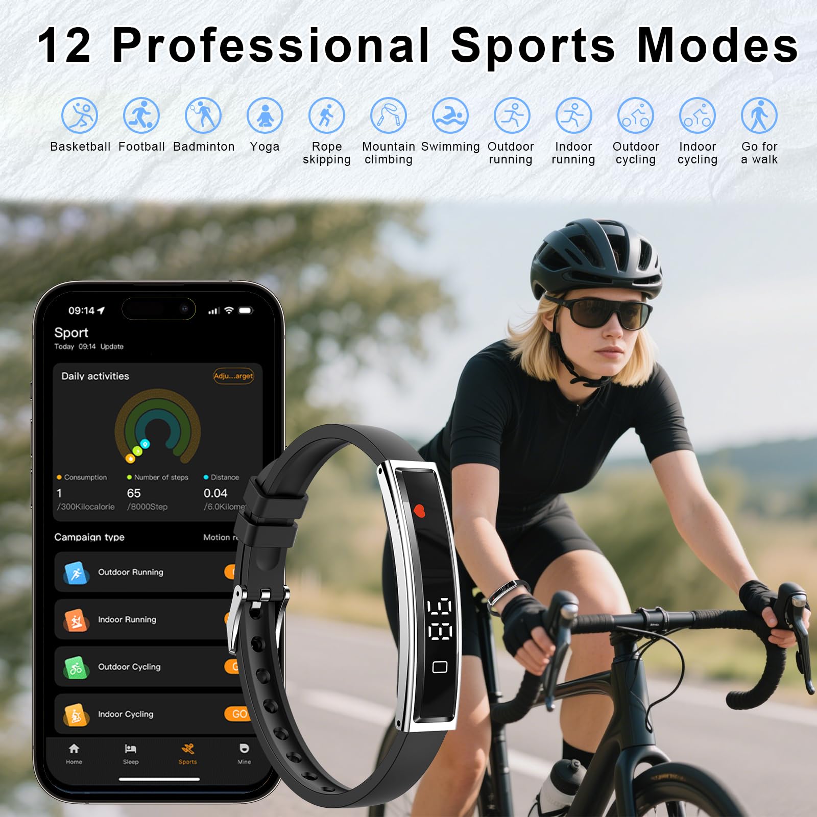 Efolen Bracelet Connecté Homme Femme Fitness Tracker, Montre Connectée avec Rappel d’Appel, Suivi Activité Sommeil Fréquence Cardiaque HRV, Santé Féminine pour Android iOS, Bracelet Décoratif Inclus