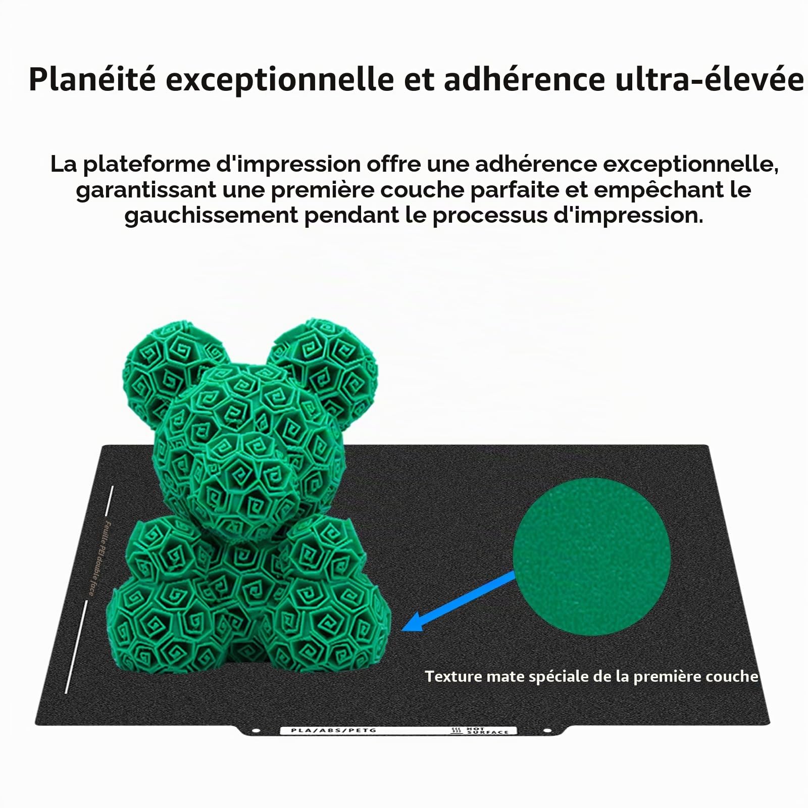 Neptune 4 Plus - Plaque de construction PEI double face - Imprimante 3D - Plateforme PEI texturée noire - Pour Elegoo Neptune 3 Plus, Kobra 2 Plus - 330 x 330 mm