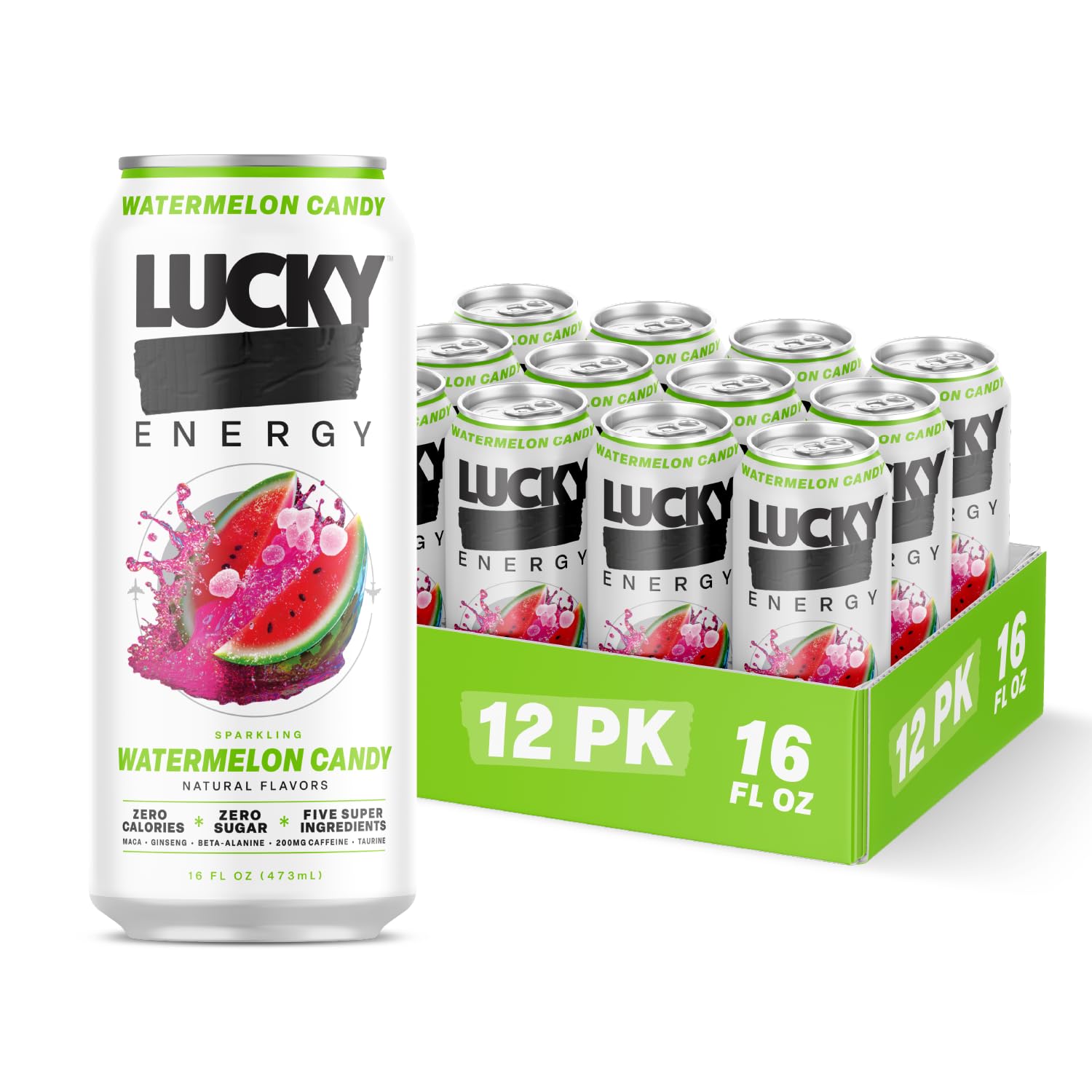 Amazon.com : Lucky Energy Sugar Free Energy Drinks, Watermelon