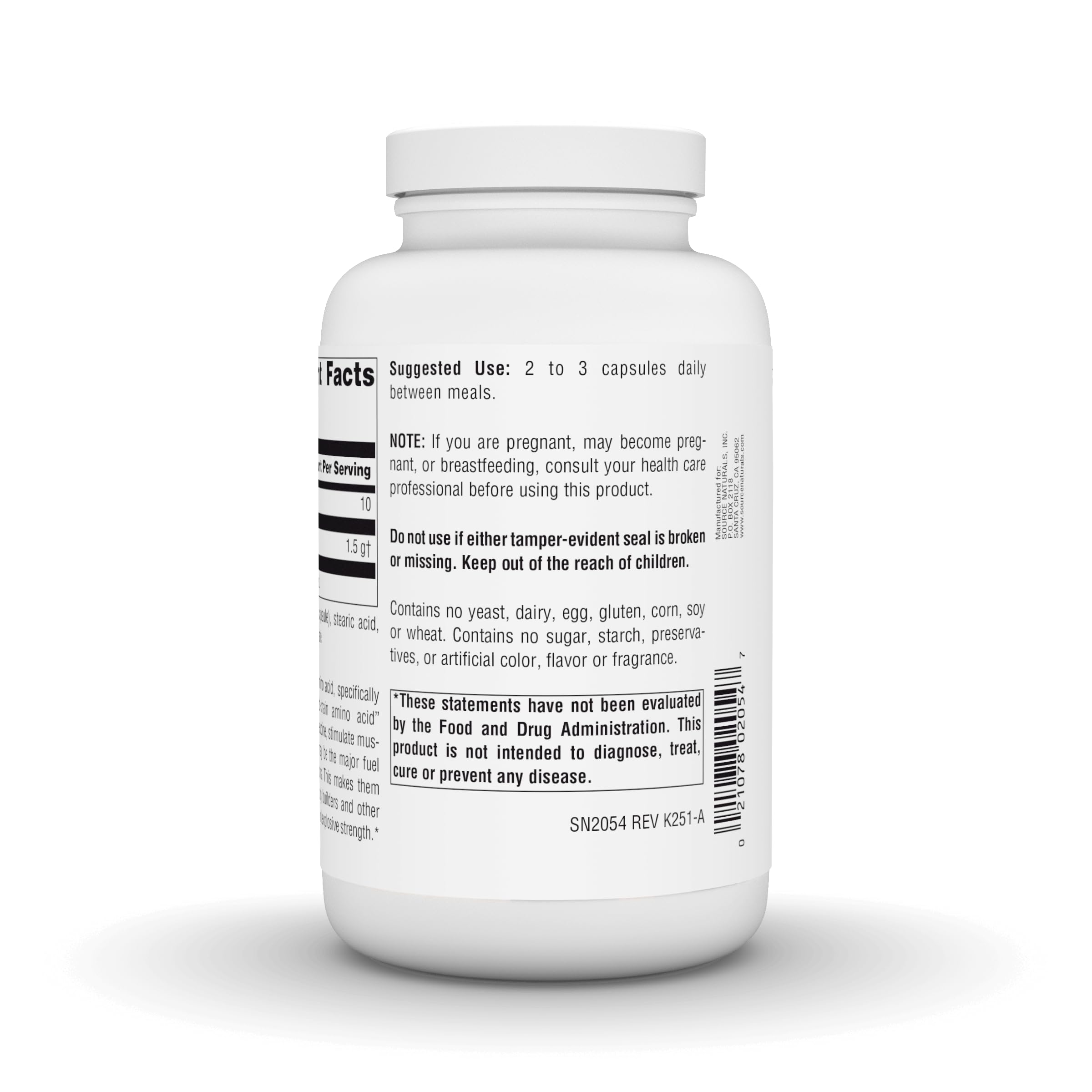 Source Naturals, Free Form L-Leucine - 500 mg -240 Capsules — Amazon image 4