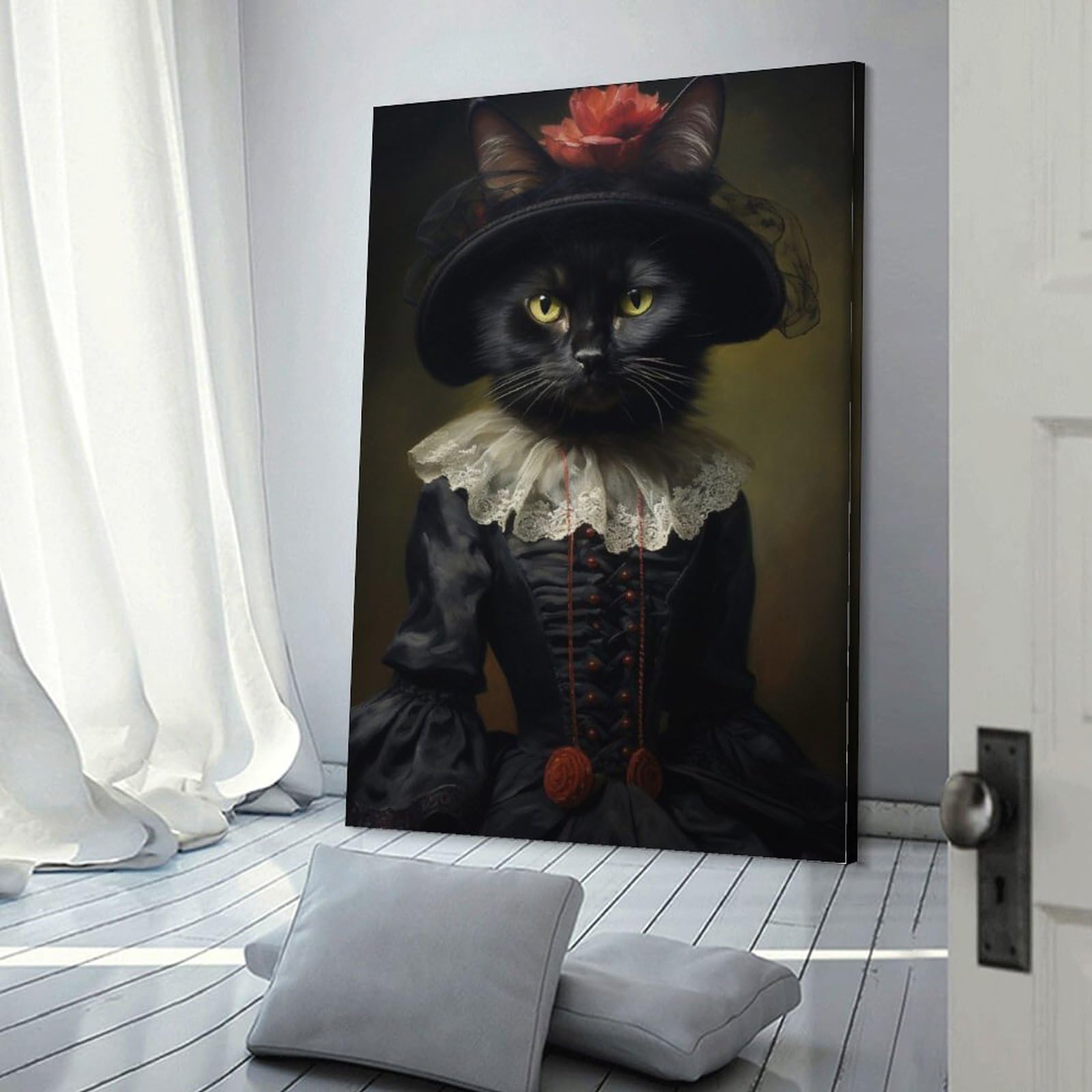 Amazon.com: Black Cat in Black Victorian Dress, Vintage Fine Art