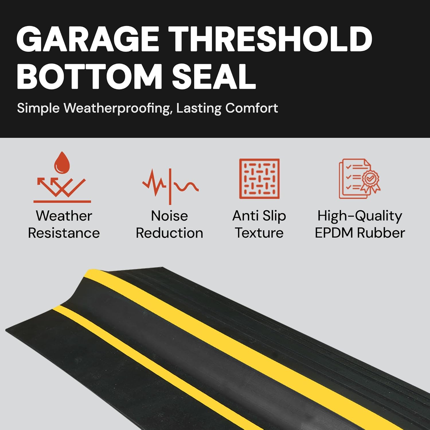 16Ft/5M Garage Threshold Seal Strip. Weatherproof EPDM Rubber Strip Replacement Kit for DIY. Strip + 1pc 300 ml Sealant Adhesive.