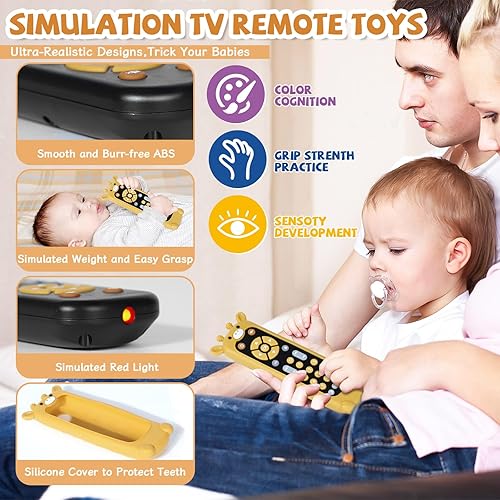 Miniatura 5 de Orzbow Juguete de control remoto para bebés de más de 6 meses con cubierta de silicona para mordedor, juguete remoto de TV con luz y sonido