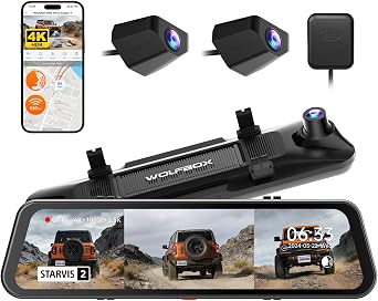 WOLFBOX G900 Tripro Bumper-N 3 Channel 4K Mirror Dash Cam,STARVIS IMX678