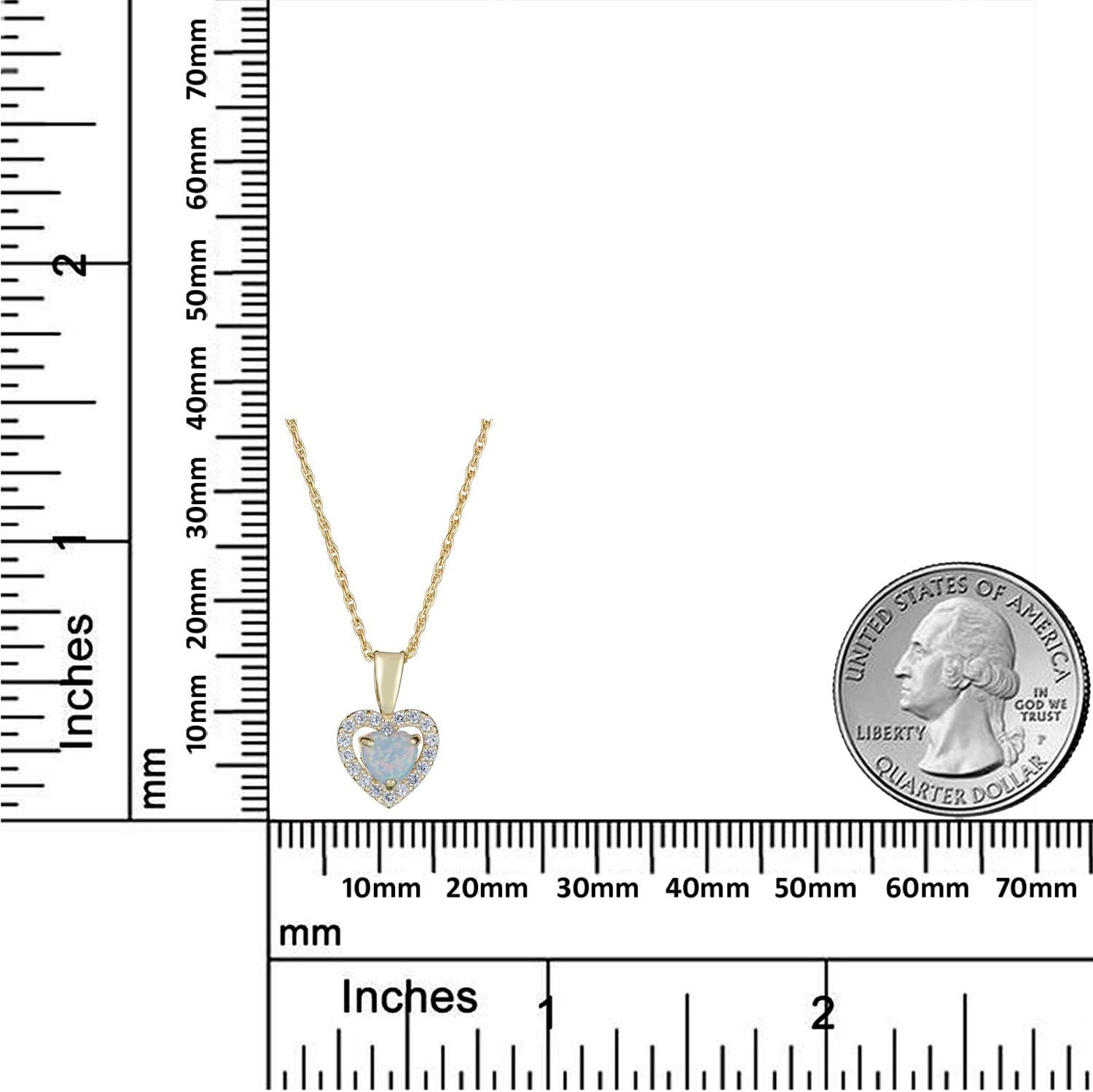 AVORA 14K Yellow Gold 12 Months 5mm Birthstone Simulated Diamond CZ Heart Halo Pendant Necklace with 18" Chain