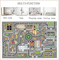 Vista 7 de Alfombra de juego para automóvil, ideal para jugar con autos y juguetes, alfombra de sala de juegos para niños con respaldo de goma, área