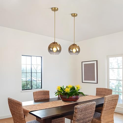 Miniatura 5 de KCO Iluminación Globo Lámparas Colgantes Gradient Cristal Dorado Lámpara Colgante Moderna Cocina Isla Iluminación Vintage Lámpara colgante Lámpara