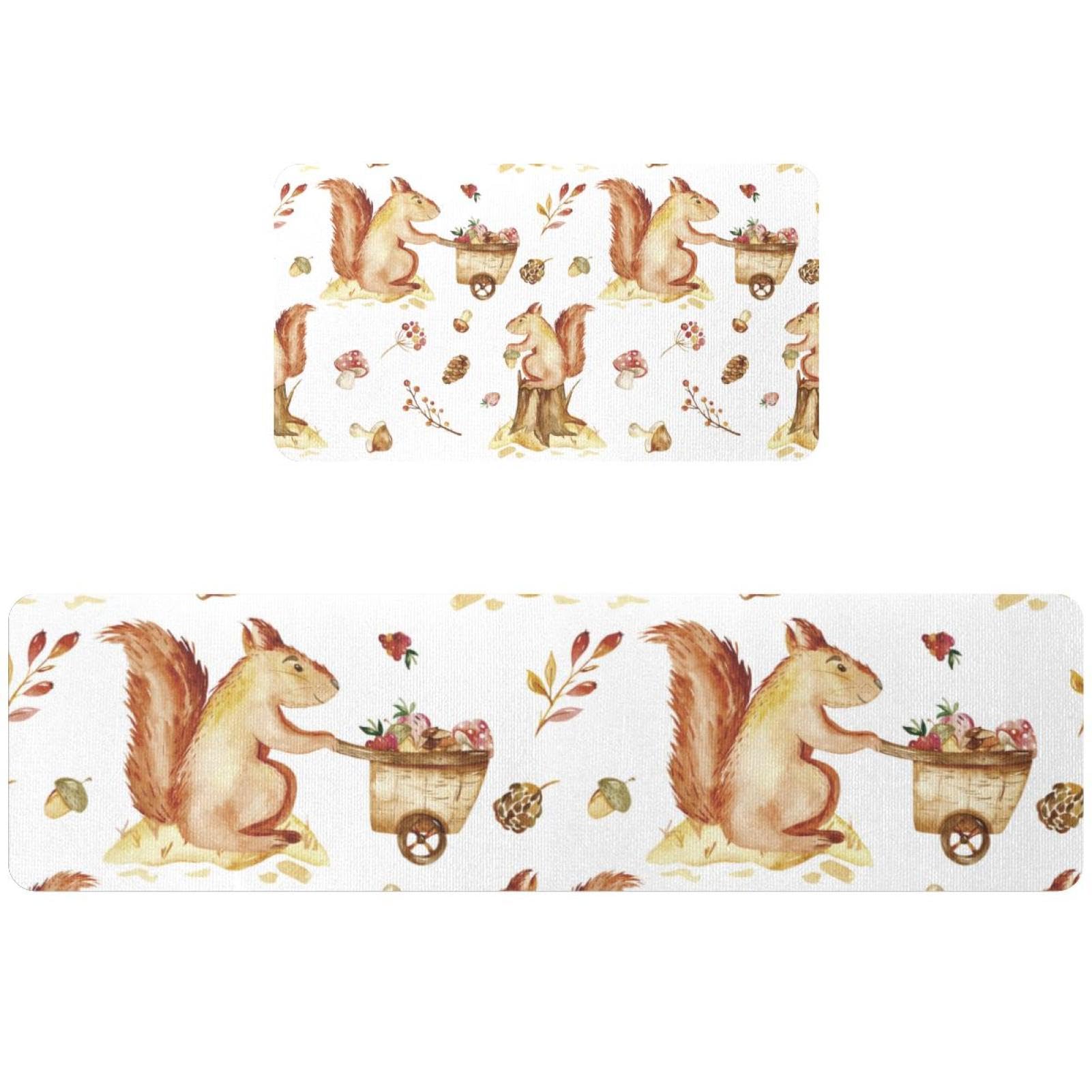 Alfombrillas de cocina antideslizantes VAPOKF lavables y absorbentes con diseño de ardillas