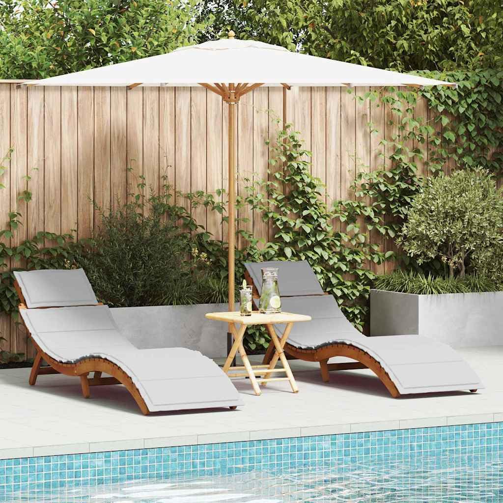 vidaXL Lettino Prendisole 2 PCS Grigio Chiaro Legno di Acacia Massello, Seduta da Giardino, Lettino Solare Moderno Rettangolare, reclinabile Elegante per terrazza e Relax all'aperto