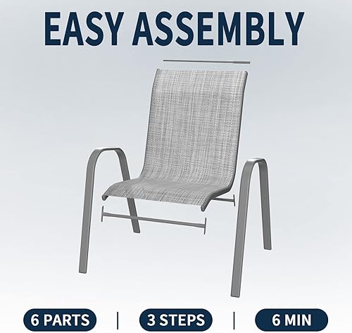 Miniatura 7 de Amopatio Juego de 6 sillas de patio, sillas de comedor apilables para todo tipo de clima, muebles de jardín transpirables para patio trasero,