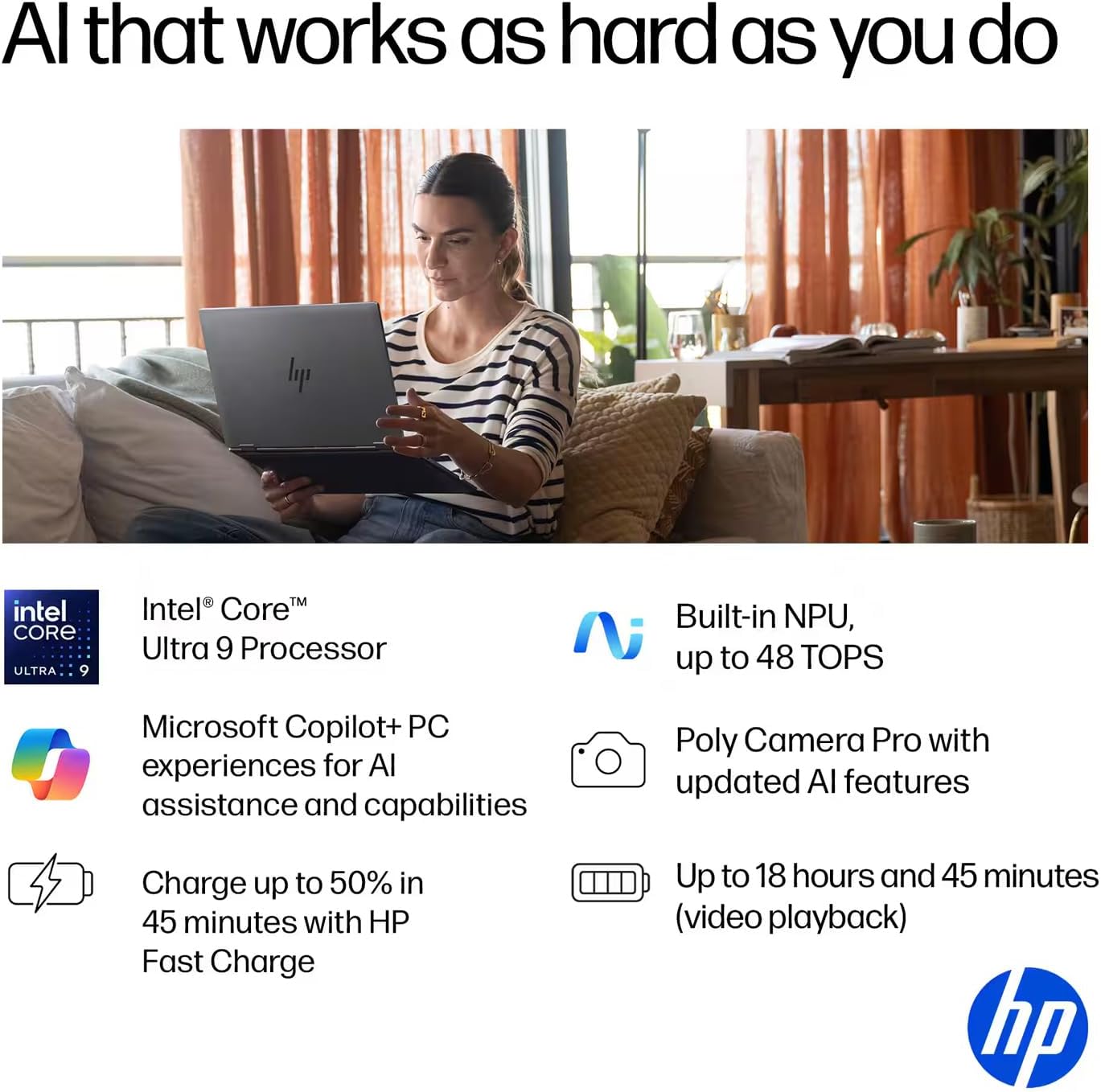 HP OmniBook X Flip AI PC 2-in-1 Laptop 16.0" Touchscreen OLED 2.8K Display (Intel Ultra 9-288V, 32GB LPDDR5X, 2TB SSD, Backlit KB, Thunderbolt 4, WiFi 6E, Webcam, Bluetooth 5.3, Win 11 Home) (Renewed)