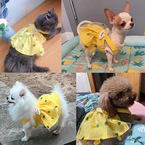 Miniatura 10 de Anelekor - Vestidos de princesa para cachorros, ropa para perro, ropa de verano para perritos, preciosa falda de encaje sin mangas de piña para