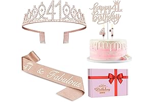 41st Birthday Decorations for Women Including 41st Birthday Sash, Crown/Tiara, Numeral 41 Candles