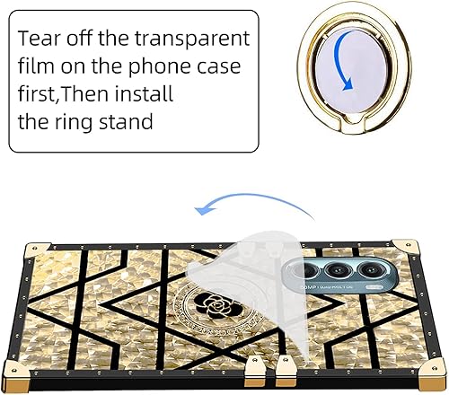 Miniatura 5 de KuDiNi Funda para Moto G Stylus 5G 2022 para mujer, bonita funda cuadrada con purpurina femenina, elegante, retro, con borde de TPU suave, con