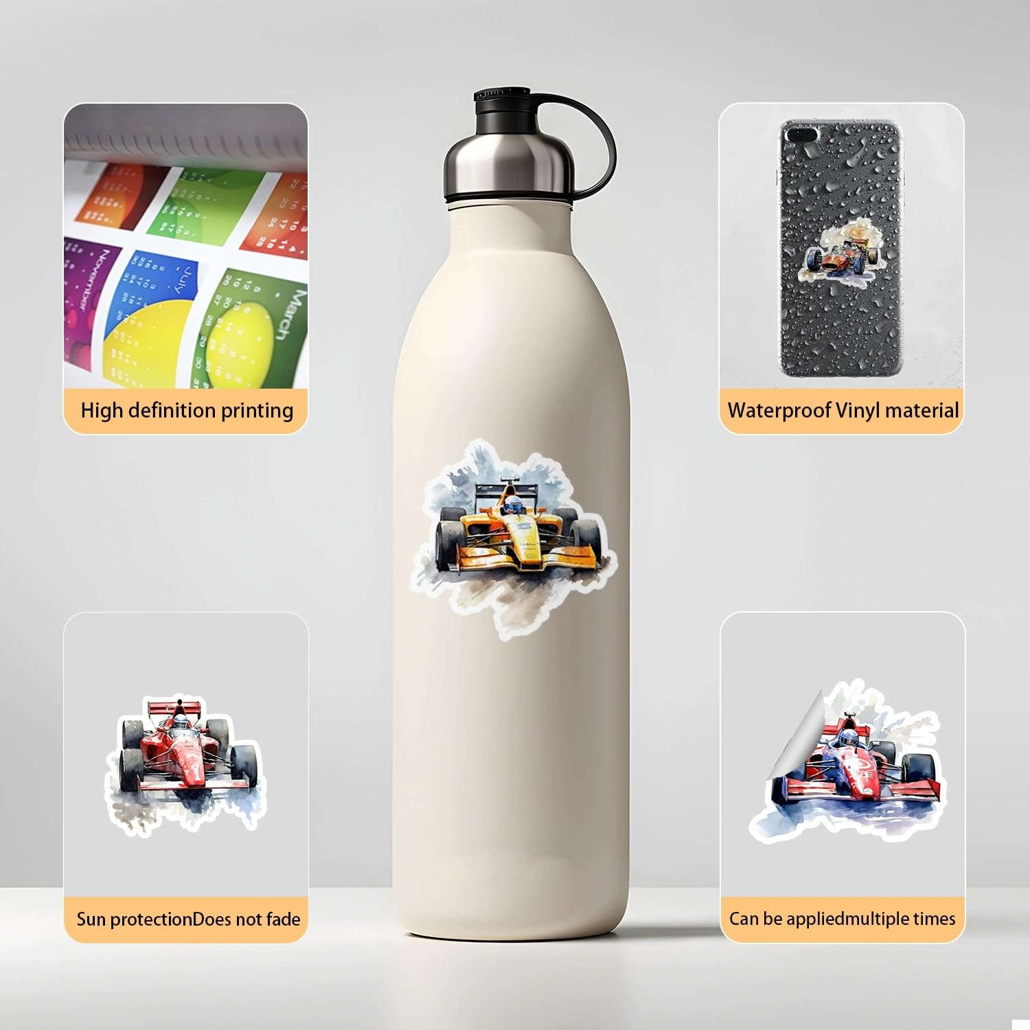 50 Pcs Racing Car Stickers for Kids Teens Adults Boys Girls Gift,Sport Car Stickers Pack for Laptop,Skateboard,Luggage,Car,Bike,Cup,Computer,Water Bottle Decor,Vinyl Waterproof Stickers - Image 4